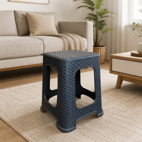 Blue plastic stool - plastic, large
