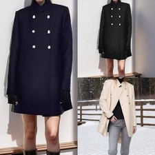 Solid Woolen Coat for Women