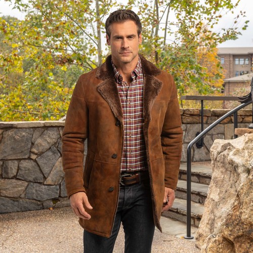 Shearling coat men real - men,