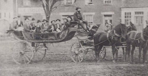 Cornet band horse drawn wagon - band,