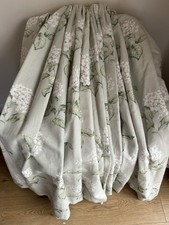 STUNNING BESPOKE VINTAGE LAURA ASHLEY HELIGAN EAU DE NIL LINEN CURTAINS