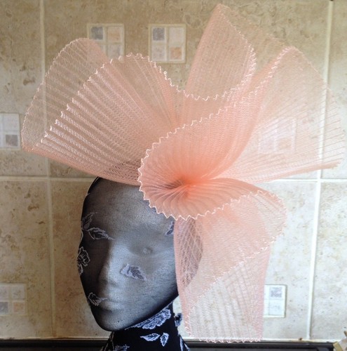 Peach coral crin fascinator - coral,