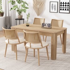 Modern Dining Chairs Set of 4 Kitchen Chairs with Rattan Backrest & Padded Seat