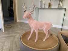 Light Pink Flocked Christmas Reindeer Decoration