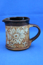 Quantock Design Studio Pottery jug with flower design.