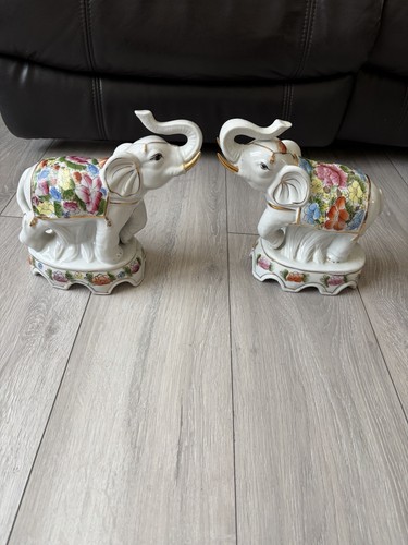 Porcelain floral elephant - porcelain,