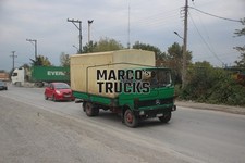 Truck Photo Mercedes-Benz 814D Tarpaulin Semi-Truck Greece Green #e8xd