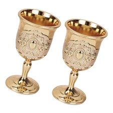 2 Pcs Embossed Golden Goblets