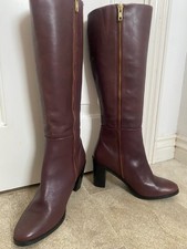 burgundy real leather knee