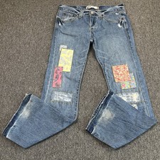 Levis Jeans Womens W32 L32 Blue Lot 513 Slouch Bootcut Patchwork Distressed Y2K