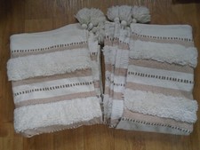 2 X Cream and Brown Textured Cotton Mix Throws By Portfolio. Each 152 X 125 cm