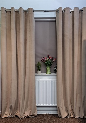 Velvet eyelet curtains - velvet,