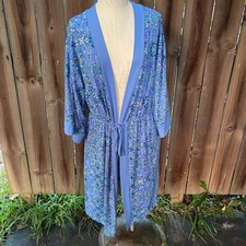 CAROLE HOCHMAN QVC Cornflower Kimono Sleeve Travel ROBE M nwot