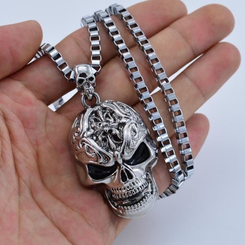 Mens stainless steel big skull - stainless,