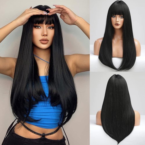 Long straight wig with - long,