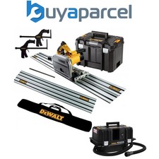 Dewalt DWS520KR 110v Plunge Saw Kit 2x 1.5m Guide Rails + Bag + Clamps + DCV856M