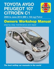 Toyota Aygo, Peugeot 107 & Citroen C1 petrol (2005-2014) Haynes Repair Manual