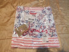Joules ladies' top in white with red and blue design, 16, NEW
