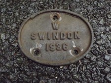 GWR Coach Wagon Plate Swindon Works Worksplate Carriage Western Region 1936