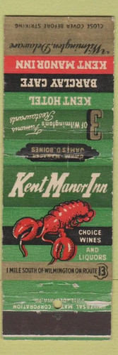 Matchbook cover kent - matchbook, manor