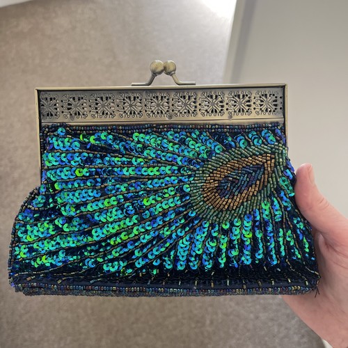 Vintage peacock sequin clutch