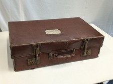 Vintage Hard Brown Leather Cheney Travel Suitcase 62cm