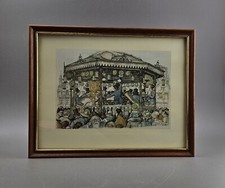 Vintage Anton Pieck Print "Listen to the Band" Scene 1970. Framed Collectible.