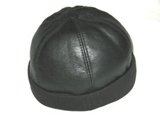 Black Leather Beanie Hat |
