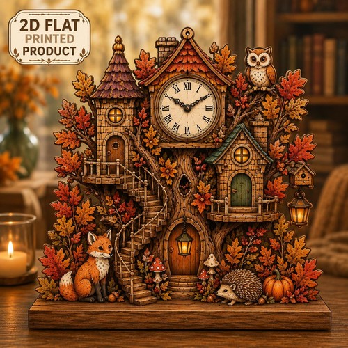 Autumn woodland clock wooden - autumn,