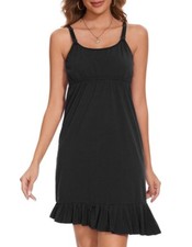 Sosolism Nursing Nightgown Sleeveless Cotton Breastfeeding Gown Adjustabl Strap