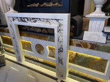 Contemporary Fire surround In italian Statuario & Calacatta Viola Marble