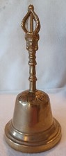 VINTAGE MID CENTURY BRASS DECORATIVE TEMPLE BELL WITH ROYAL CROWN & FACE
