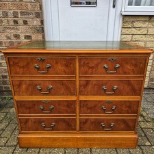 Yew wood draw leather top - 4,