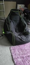 Game Over Black/Green Video Gaming Bean Bag/Chair High Back Gamer Beanbag