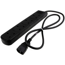 IEC C14 to 4 Way UK Mains Sockets Lead UPS Power Splitter 1m BLACK