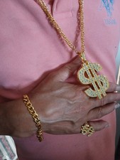 Pimp Gangster Rapper Rock Star diva disco 70s Dollar Chain Ring  Jewellery Props