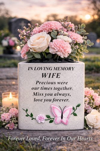 Wife memorial flower vase - wife,