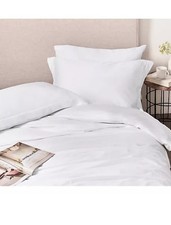 Northern Nights 400TC Cotton Tencel Flat Sheet with Stitch Detail Double White