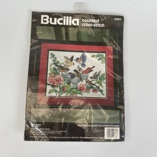 Bucilla Counted Cross Stitch Kit Bird Bath 13" x 10" 1994 #40863 Unused