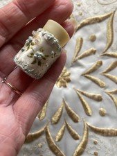Antique/Victorian Embroidered Silk Card Thimble Holder