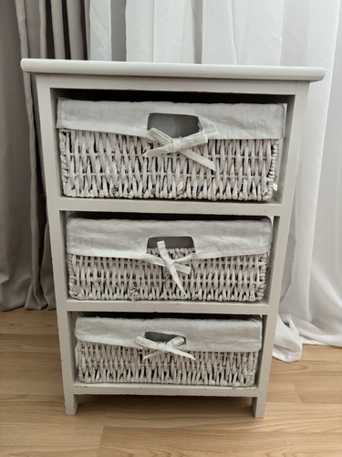 White wicker basket drawer - white, 3