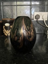 Vintage 80's Dale Tiffany art glass vase Favrile Mardi Gras Series Aventurine