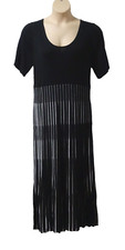 M&S Collection Womens Maxi Style Dress size 24 Ribbed Knitted Black Mix White