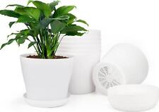 8Pcs 4 Small White Plant Pots Plastic Flower Pots Indoor Plant Pots for Office
