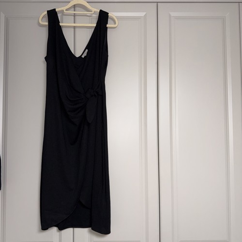 Black tie front midi - front, dress