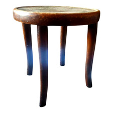 Antique Rare Thonet Bentwood Stool with Paper Label 1881 - 1919