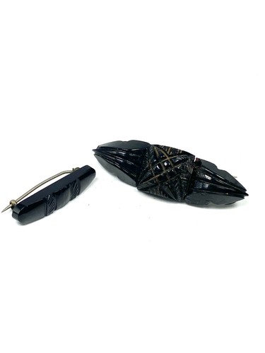 Vintage whitby jet brooches - vintage,