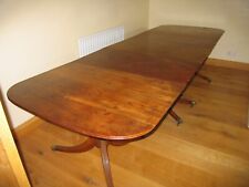 Antique George III Mahogany Three Pedestal Dining Table with Two Expanding Leaf
