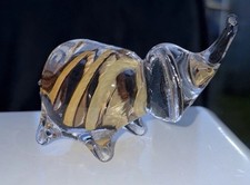 Hand made elephant, glass Gold