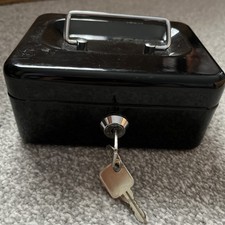 Small Black Metal Lockable Tin / Container